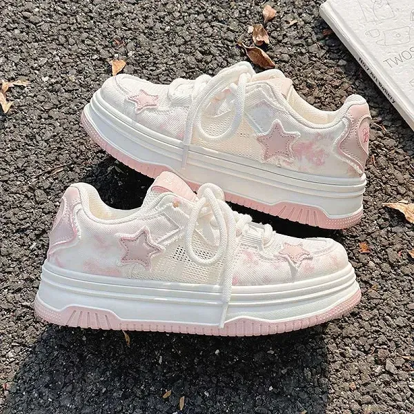 Dreamy Pink Cloud and Star Platform Sneakers