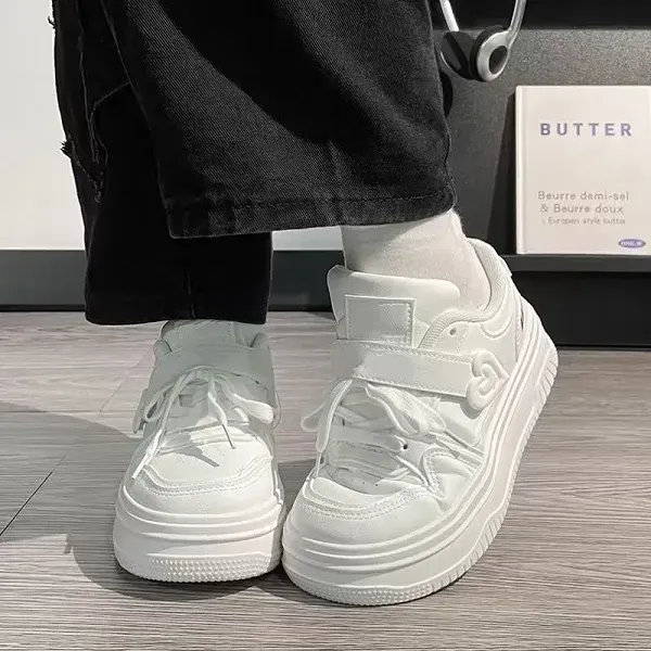 Chic Heart Strap Platform Sneakers | Women's Casual Shoes