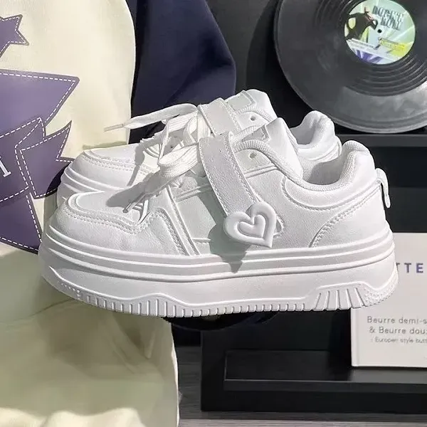Chic Heart Strap Platform Sneakers | Women's Casual Shoes
