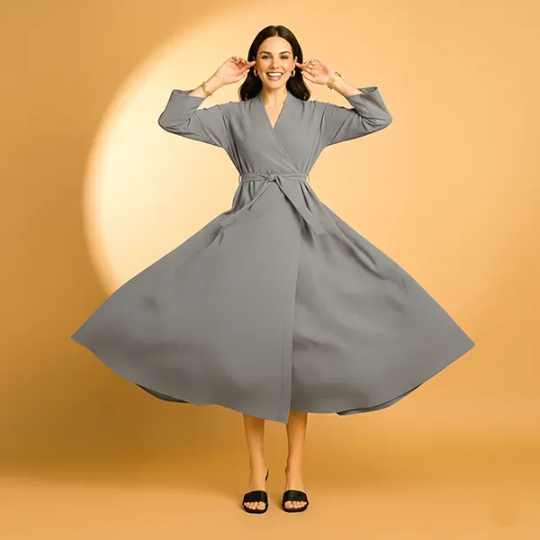 Polka Dot Pattern Open Style Long Kimono Cardigan