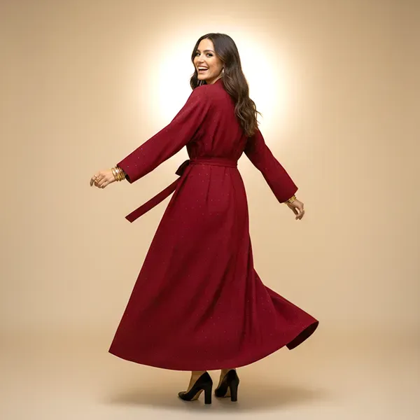 Polka Dot Pattern Open Style Long Kimono Cardigan