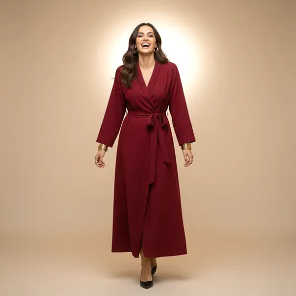 Polka Dot Pattern Open Style Long Kimono Cardigan