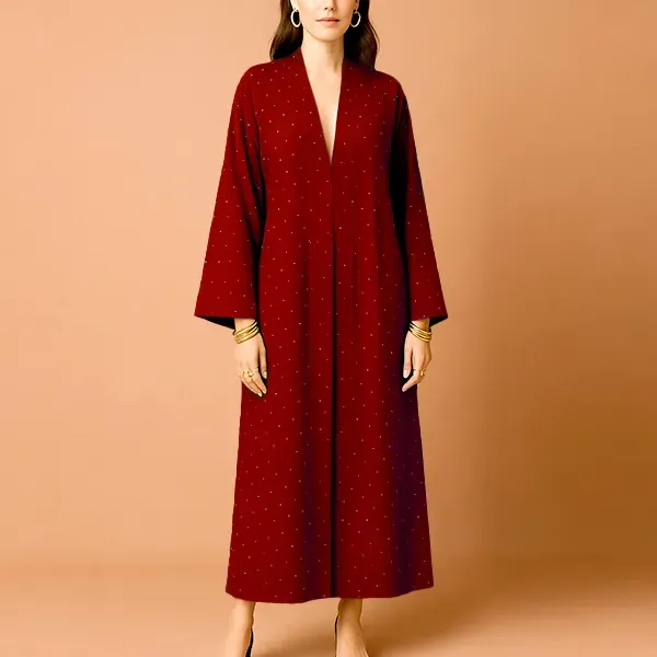 Polka Dot Pattern Open Style Long Kimono Cardigan