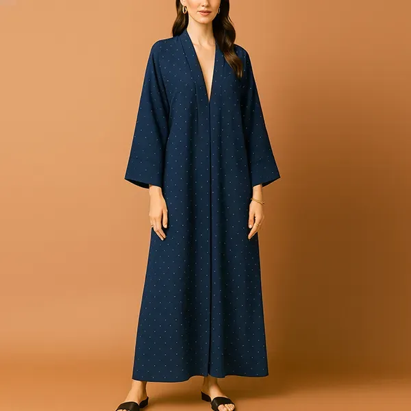 Polka Dot Pattern Open Style Long Kimono Cardigan