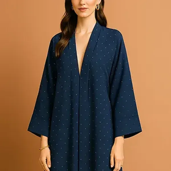 Polka Dot Pattern Open Style Long Kimono Cardigan