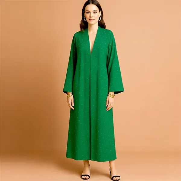 Polka Dot Pattern Open Style Long Kimono Cardigan