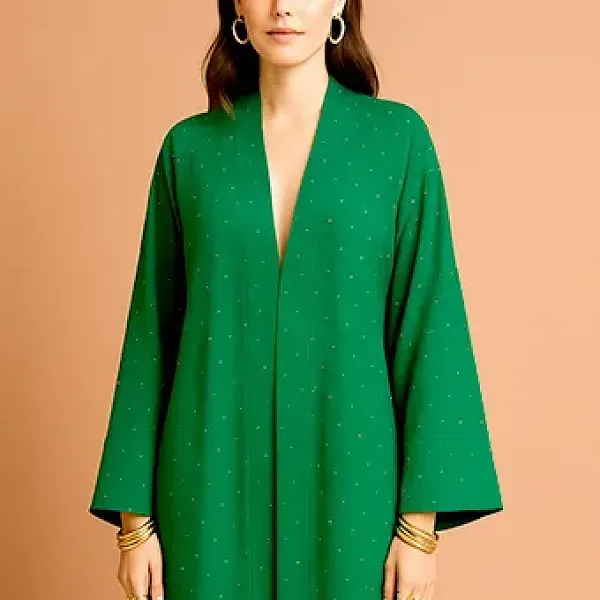 Polka Dot Pattern Open Style Long Kimono Cardigan