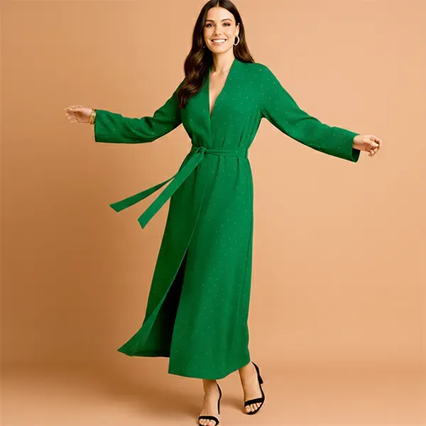 Polka Dot Pattern Open Style Long Kimono Cardigan