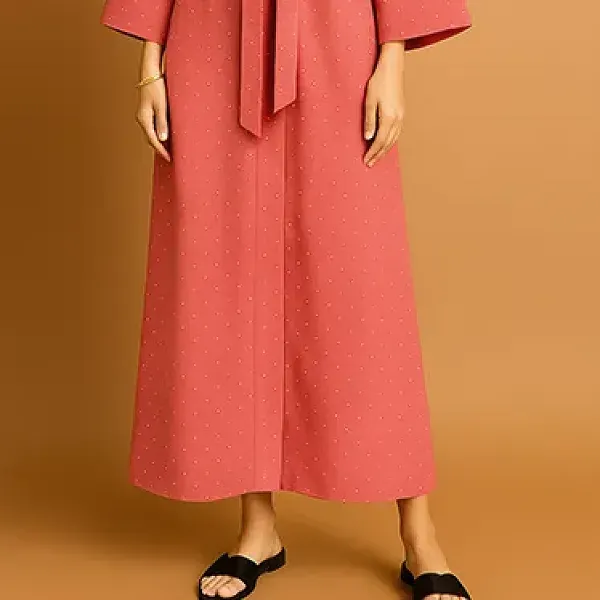 Polka Dot Pattern Open Style Long Kimono Cardigan