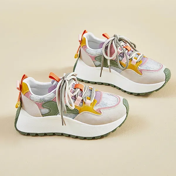 Breathable Mesh Details Lace-Up Front Women Lightweight Sneakers