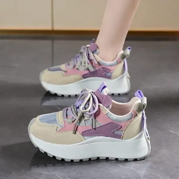 Breathable Mesh Details Lace-Up Front Women Lightweight Sneakers