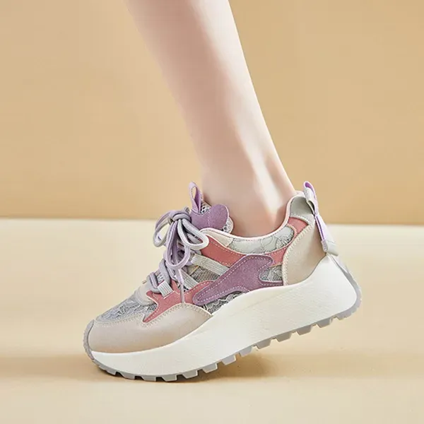 صورة مصغرة لـ Breathable Mesh Details Lace-Up Front Women Lightweight Sneakers