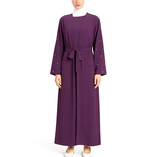 Pearl Embellished Sleeve Two-Piece Abaya