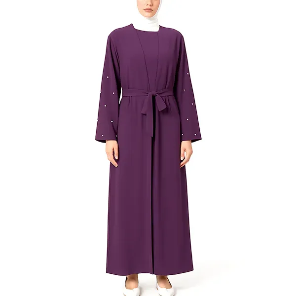 Pearl Embellished Sleeve Two-Piece Abaya