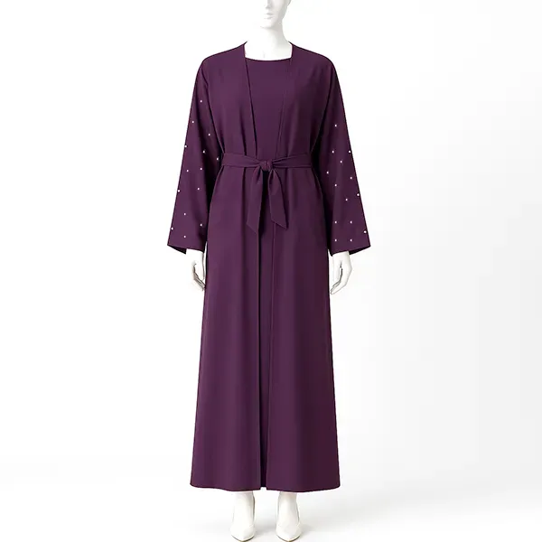 Pearl Embellished Sleeve Two-Piece Abaya