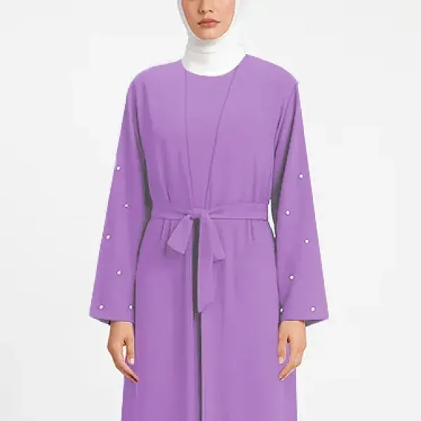 Pearl Embellished Sleeve Two-Piece Abaya