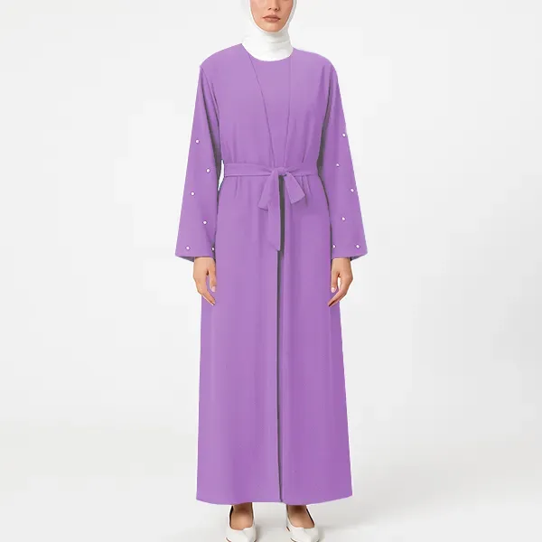 Pearl Embellished Sleeve Two-Piece Abaya