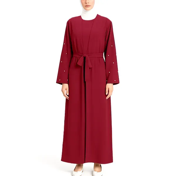 Pearl Embellished Sleeve Two-Piece Abaya