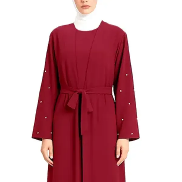 Pearl Embellished Sleeve Two-Piece Abaya