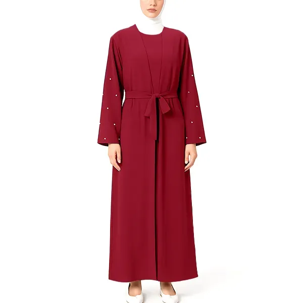Pearl Embellished Sleeve Two-Piece Abaya
