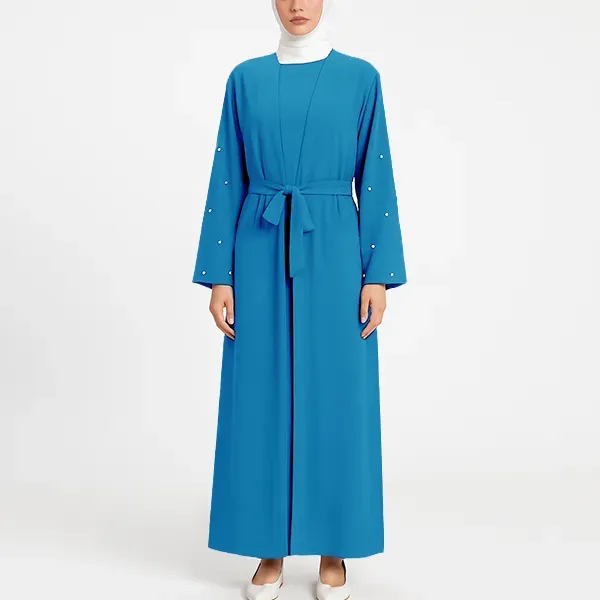 Pearl Embellished Sleeve Two-Piece Abaya