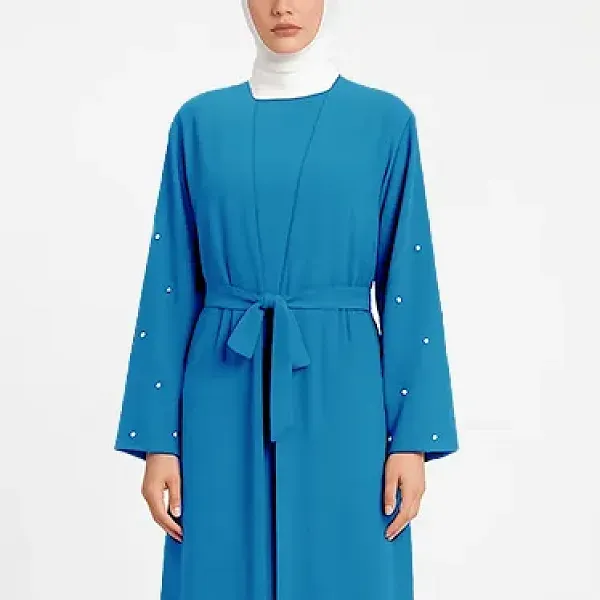 Pearl Embellished Sleeve Two-Piece Abaya