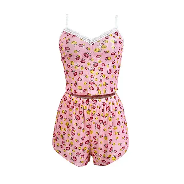 Floral Lace Cami and Shorts Pajama Set