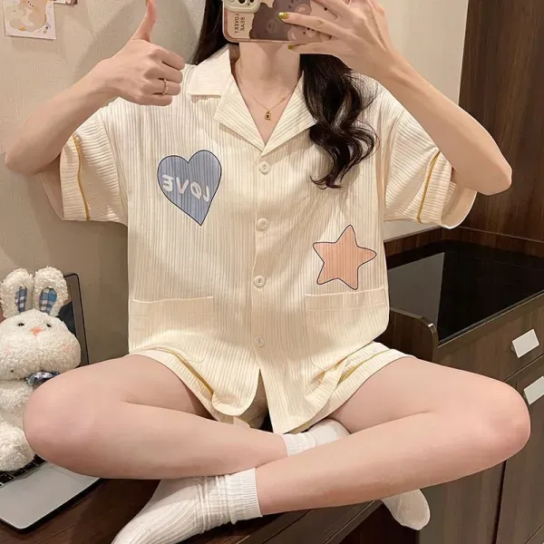 Thumbnail of Women's 3-Piece Heart & Star Pajama Set | Dorbe UAE