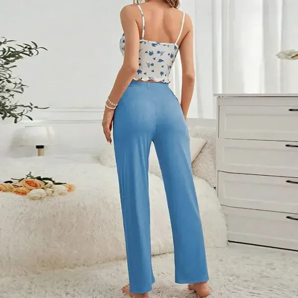 Floral Crop Top Wide Leg Pajama Set