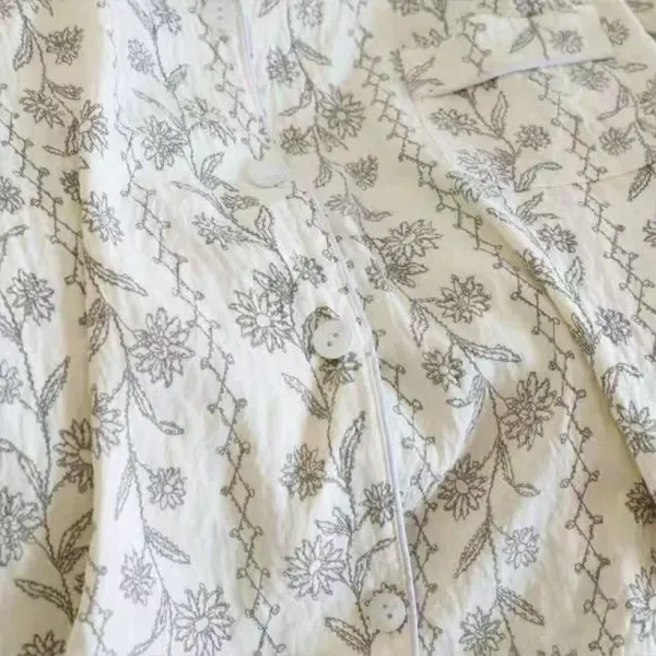 Elegant Floral Print Pajama Set | Button-Up Loungewear