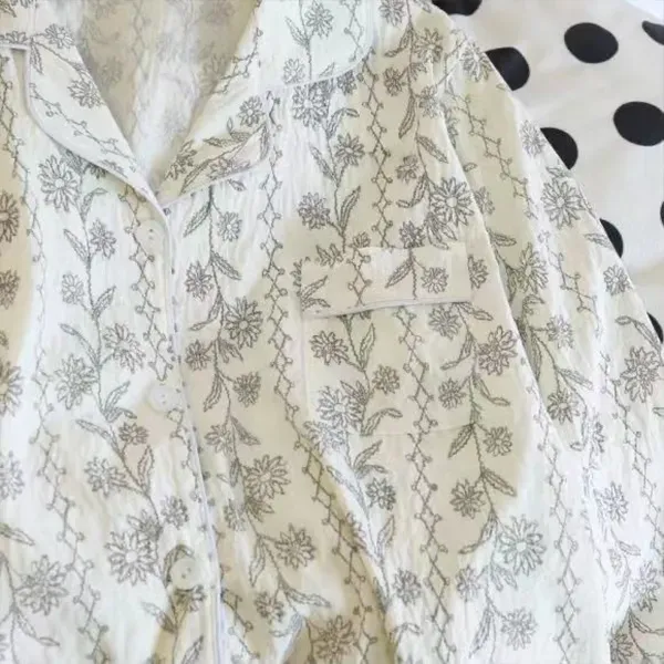 Elegant Floral Print Pajama Set | Button-Up Loungewear