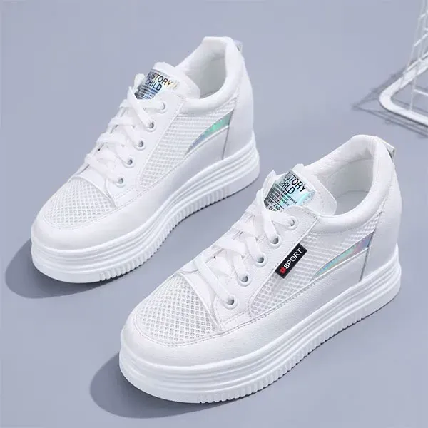 Breathable Mesh Platform Wedge Sneakers for Women
