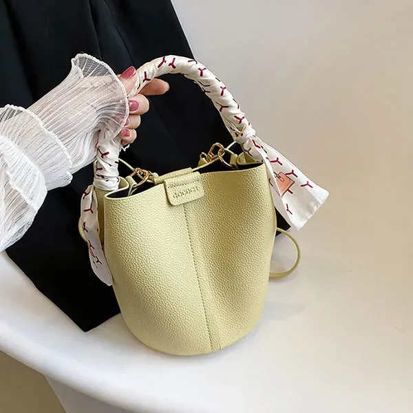 Stylish Bucket Bag with Scarf Detail