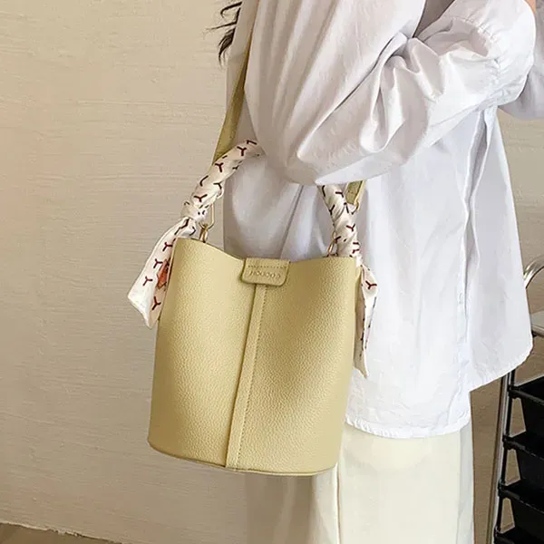 Stylish Bucket Bag with Scarf Detail