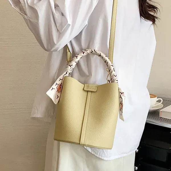 Stylish Bucket Bag with Scarf Detail