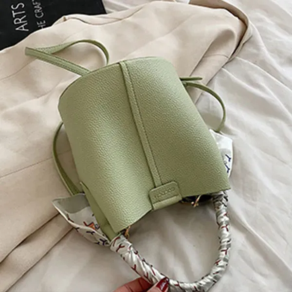 Stylish Bucket Bag with Scarf Detail