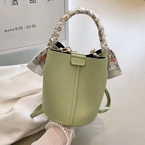 Stylish Bucket Bag with Scarf Detail
