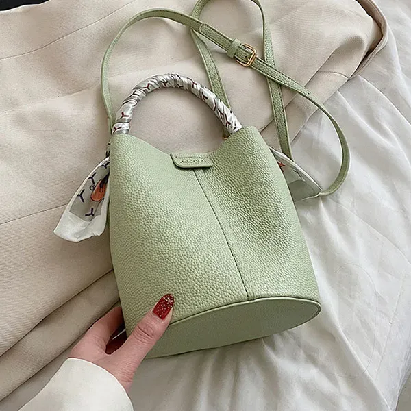 Stylish Bucket Bag with Scarf Detail