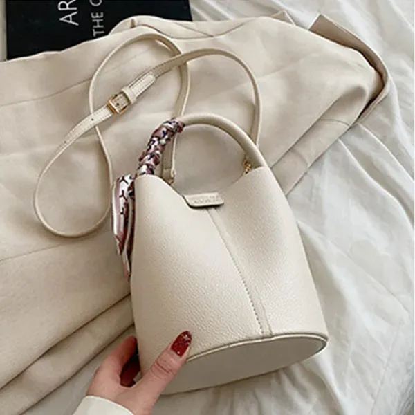 Stylish Bucket Bag with Scarf Detail