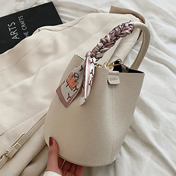 Stylish Bucket Bag with Scarf Detail