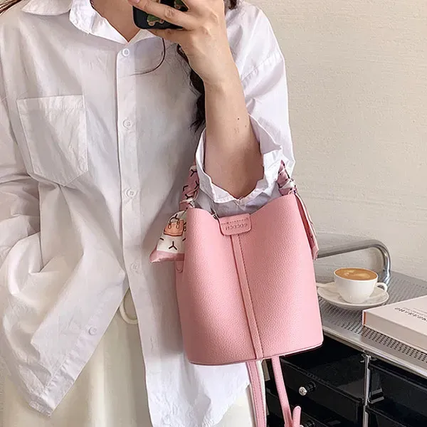 Thumbnail of Stylish Bucket Bag with Scarf Detail