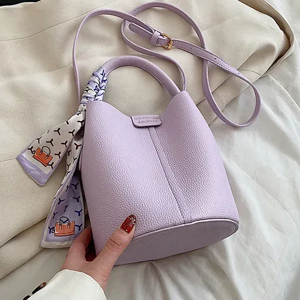 Stylish Bucket Bag with Scarf Detail