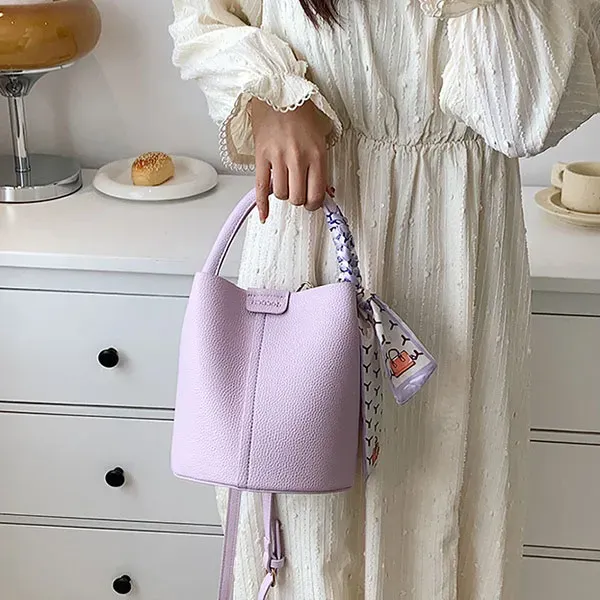 Stylish Bucket Bag with Scarf Detail