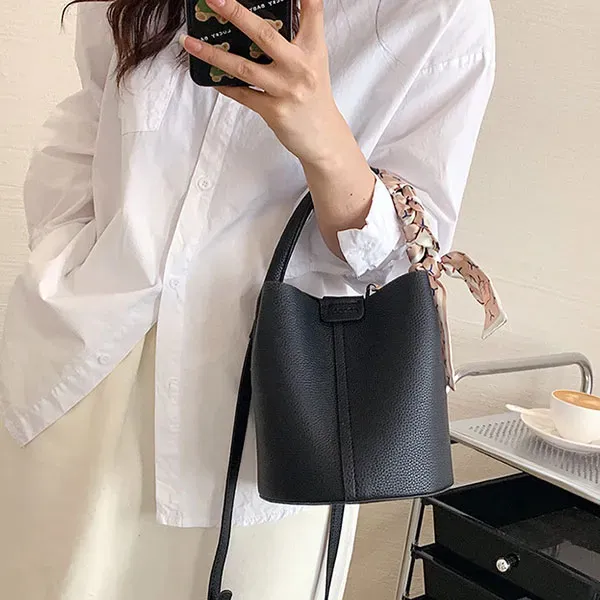 Stylish Bucket Bag with Scarf Detail