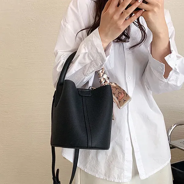Thumbnail of Stylish Bucket Bag with Scarf Detail