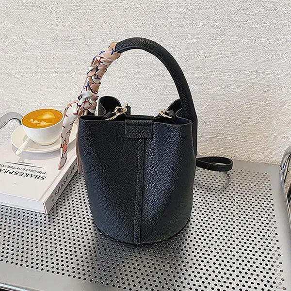 Stylish Bucket Bag with Scarf Detail