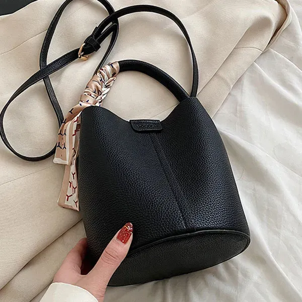 Thumbnail of Stylish Bucket Bag with Scarf Detail