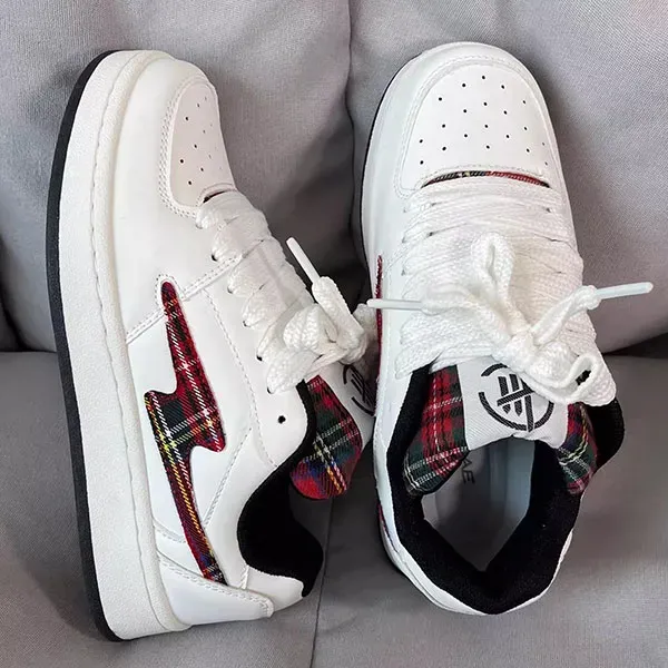 Comfy Everyday Sneakers With Plaid Accent