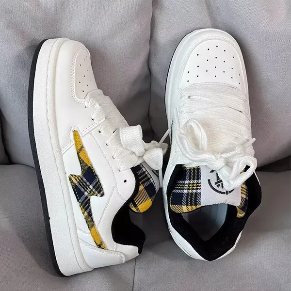 Comfy Everyday Sneakers With Plaid Accent