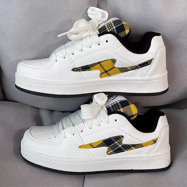 Comfy Everyday Sneakers With Plaid Accent